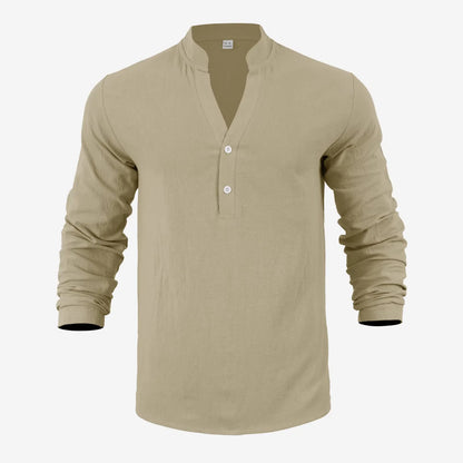 Camisa Stephan™ De Algodón y Lino Con Diseño Minimalista