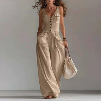 Mono Marvella™ con Escote en V y Pantalón Palazzo
