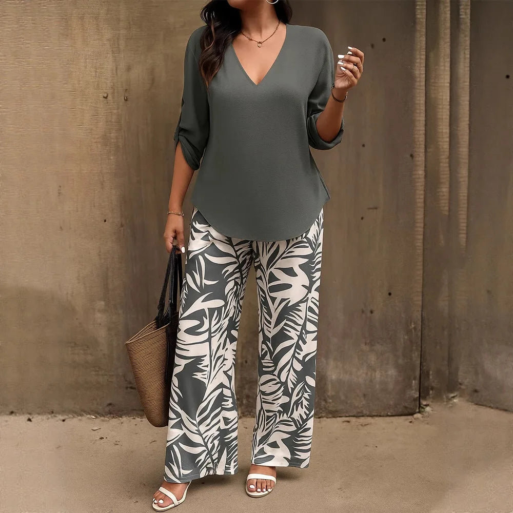 Bellariva™ Con Pantalón Estampado y Blusa Ligera