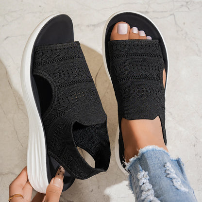 Sandalias Nuvia™ De Plataforma Con Tejido Calado Y Abertura Lateral