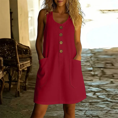 Vestido Livora™ Con Botones Elegantes Y Bolsillos Frontales
