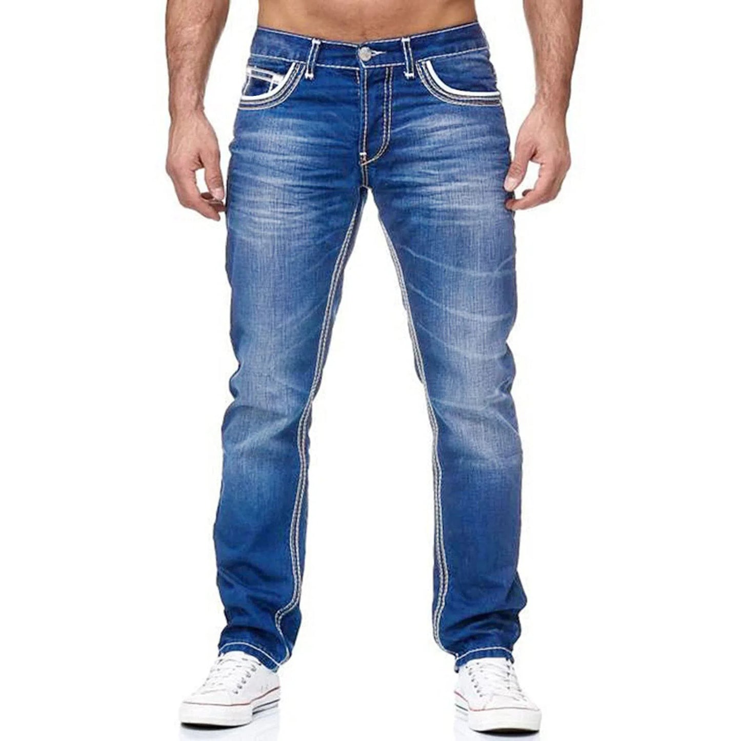 Jeans Castelli™ De Corte Recto Con Lavado Desgastado Y Costuras En Contraste