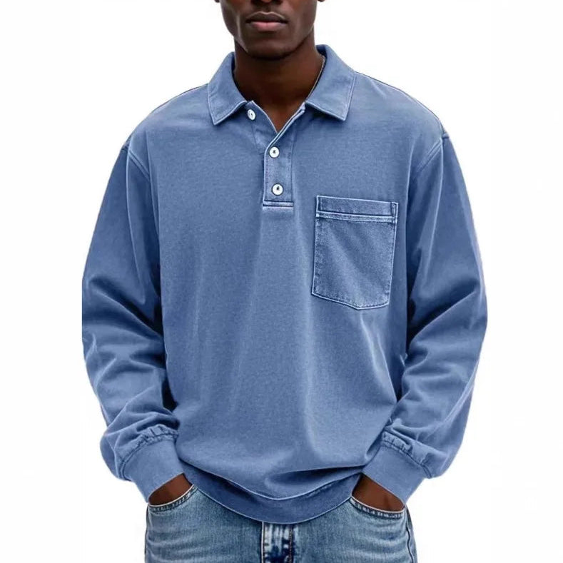 Camisa Polo Renato™ con Manga Larga y Bolsillo Frontal