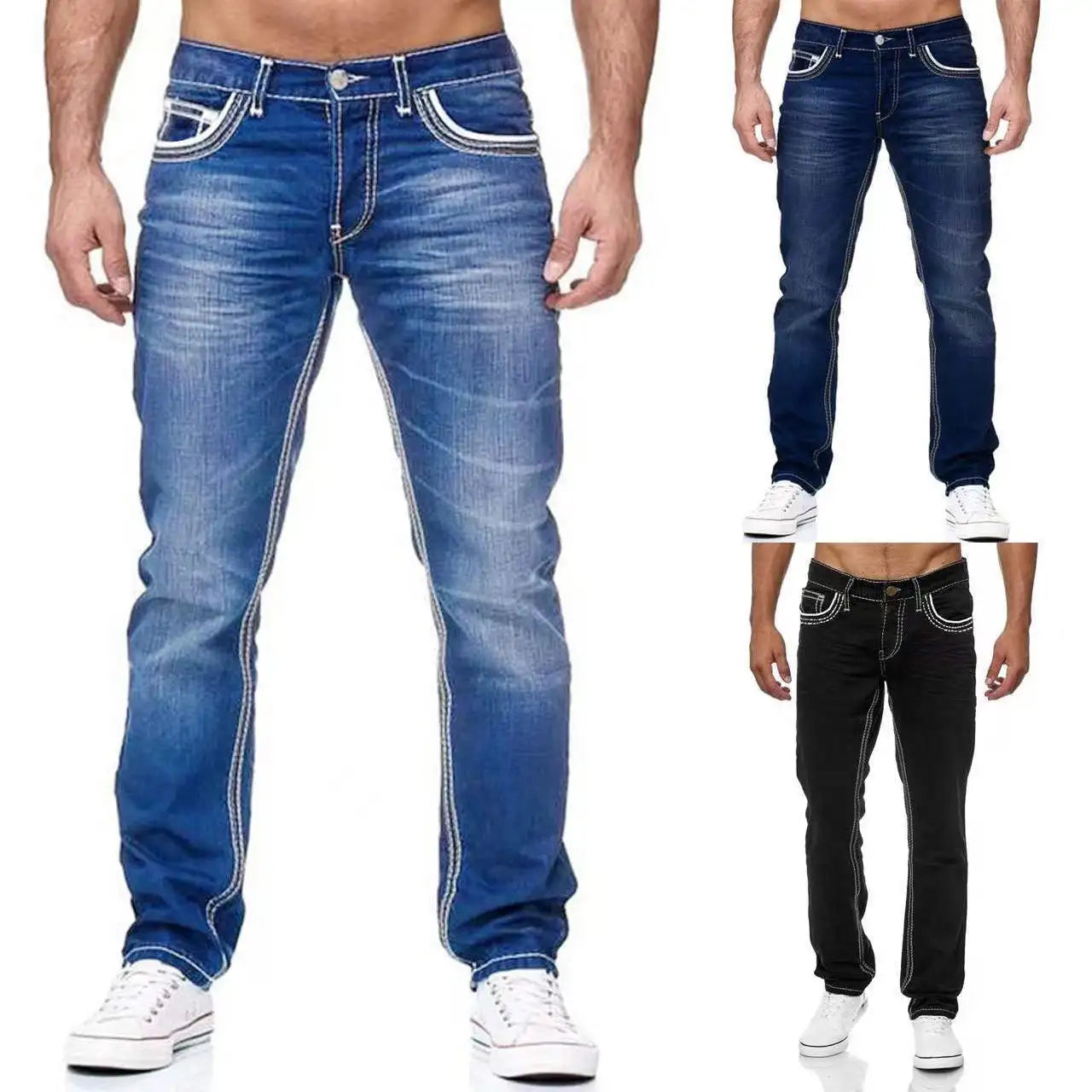 Jeans Castelli™ De Corte Recto Con Lavado Desgastado Y Costuras En Contraste
