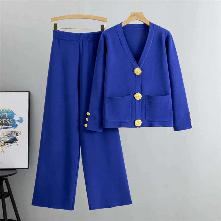 Conjunto Altesse™ Con Botones Dorados y Pantalón Palazzo
