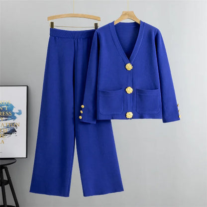 Conjunto Altesse™ Con Botones Dorados y Pantalón Palazzo