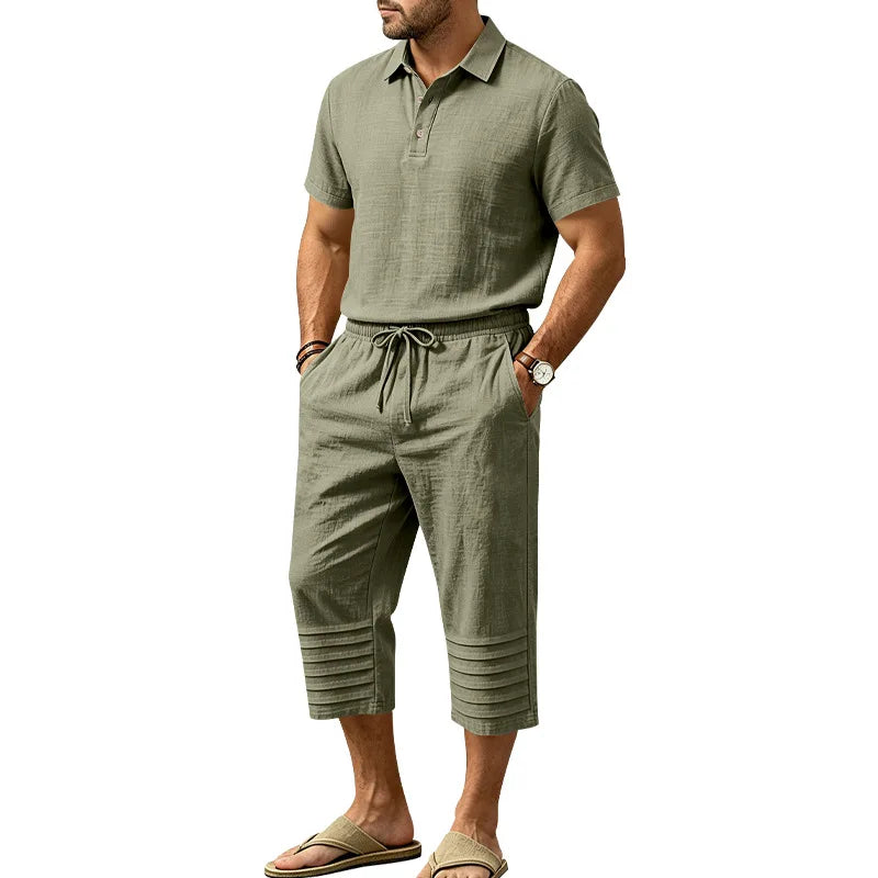Conjunto Alonso™ con Polo de Cuello Clásico, Bermuda con Cintura Ajustable y Cordón