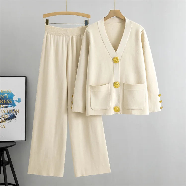 Conjunto Altesse™ Con Botones Dorados y Pantalón Palazzo