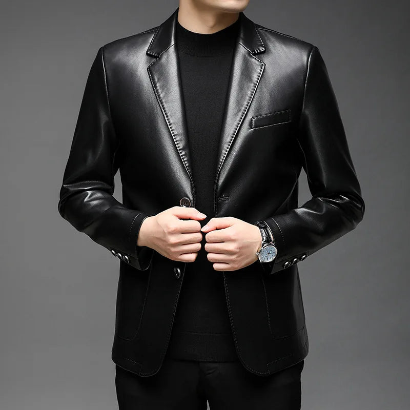 Chaqueta Mikkel™ Estilo Blazer en Cuero Premium con Diseño Minimalista
