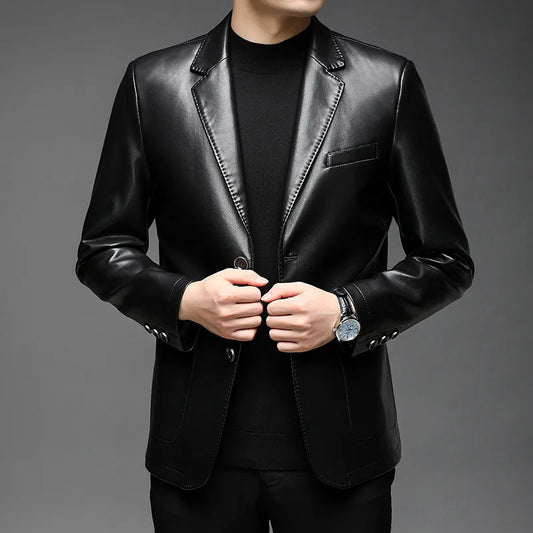Chaqueta Mikkel™ Estilo Blazer en Cuero Premium con Diseño Minimalista