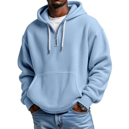 Sudadera Leon™ con Textura Waffle Sutil, Capucha y Medio Cierre
