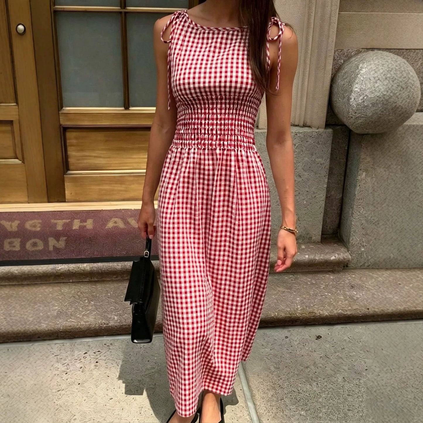 Vestido Marenna™ Con Estampado Vichy Y Cintura Marcada