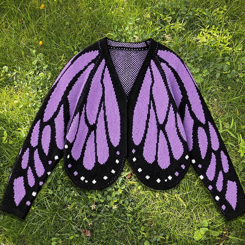 Cárdigan Farfallia™ de Tejido de Punto Texturizado con Diseño Inspirado en Alas de Mariposa