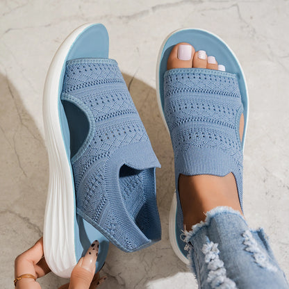 Sandalias Nuvia™ De Plataforma Con Tejido Calado Y Abertura Lateral