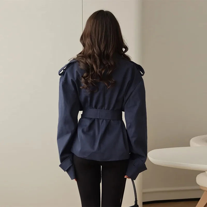 Abrigo Bellecourt™ Estilo Trench Corto Con Corte Entallado