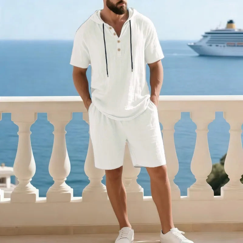Conjunto Portofino Coast™ De Lino de Algodón Con Camisa de Capucha Moderna