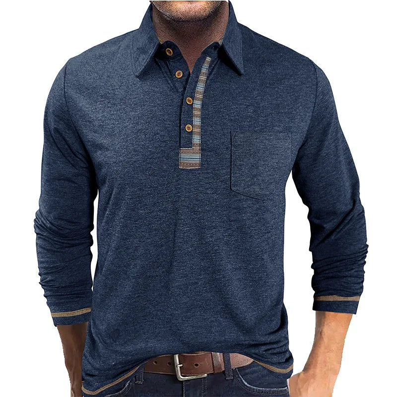 Camisa Bellford™ De Manga Larga Con Cuello Polo y Acabado Refinado