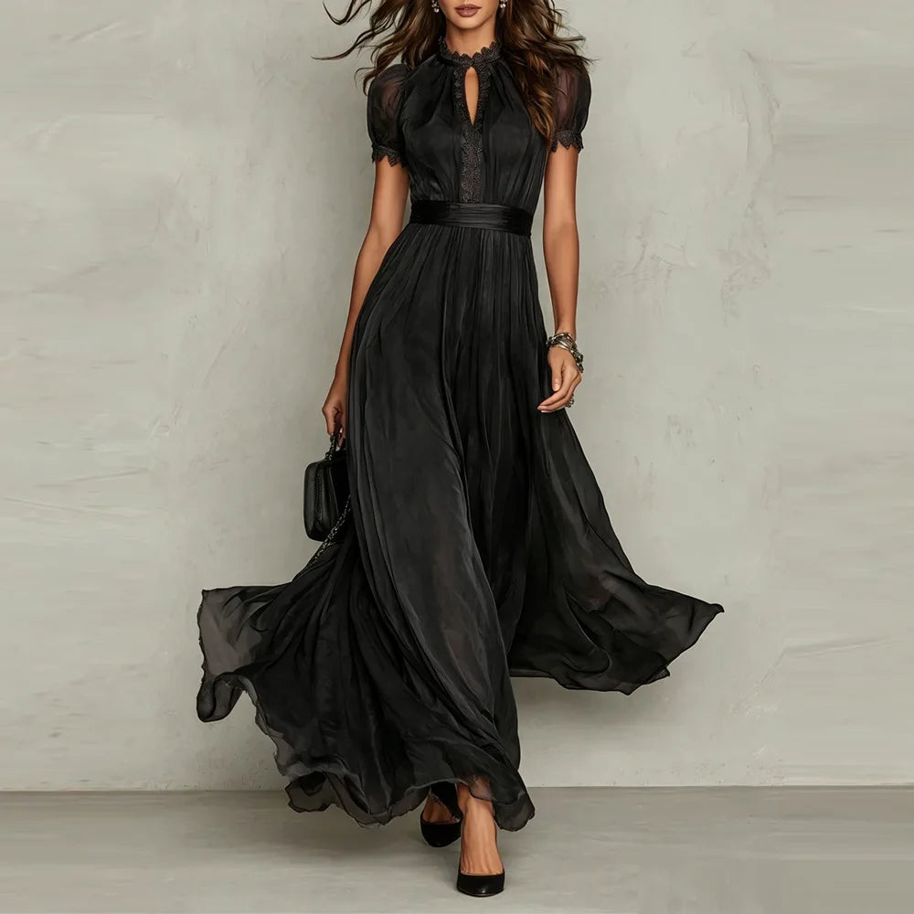 Vestido Liria™ con Caída Fluida, Cintura Definida y Mangas Abullonadas