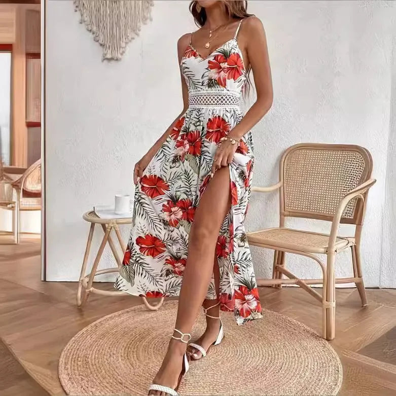 Vestido Largo Garden™ Con Cintura De Encaje Y Abertura Elegante
