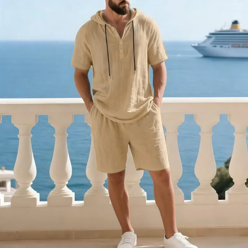 Conjunto Portofino Coast™ De Lino de Algodón Con Camisa de Capucha Moderna