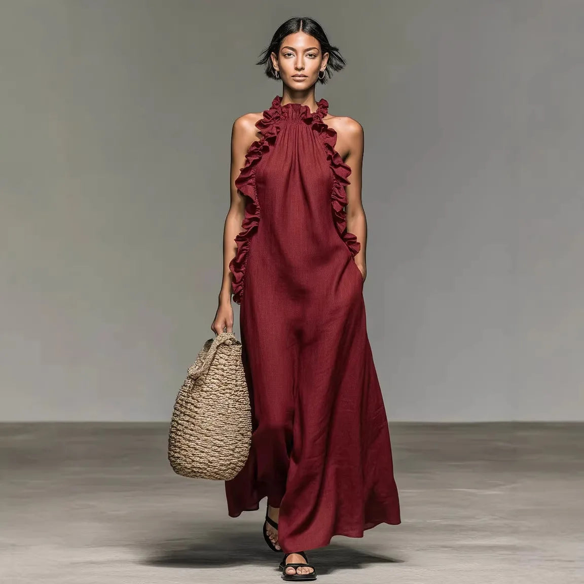 Vestido Velisse™ con Acabado de Volantes y Caída Fluida.