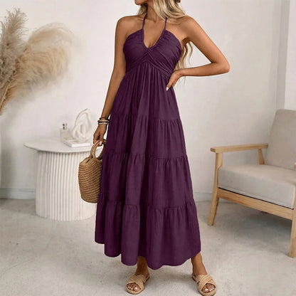 Vestido Solara Breeze™ Con Escote Halter y Falda Amplia En Capas