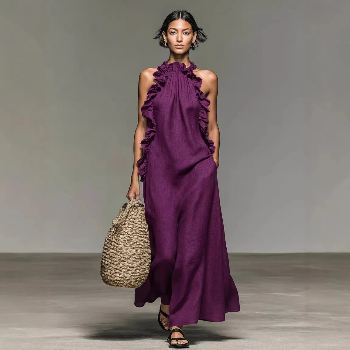 Vestido Velisse™ con Acabado de Volantes y Caída Fluida.