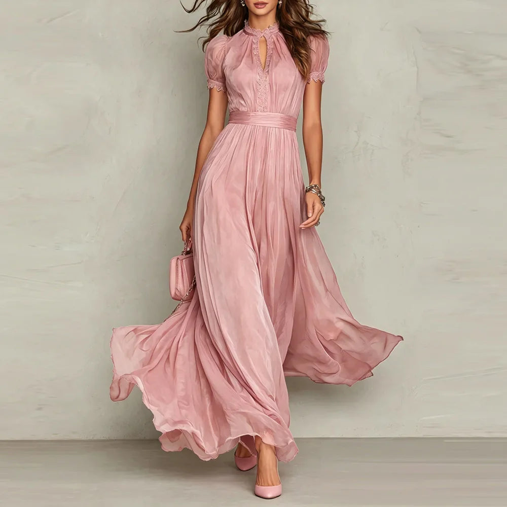 Vestido Liria™ con Caída Fluida, Cintura Definida y Mangas Abullonadas