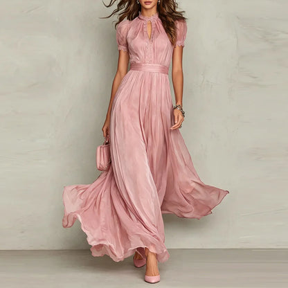 Vestido Liria™ con Caída Fluida, Cintura Definida y Mangas Abullonadas