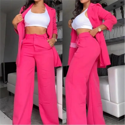 Conjunto Amalfi™ con Blazer de Sastrería, Pantalón Palazzo y Cintura Alta