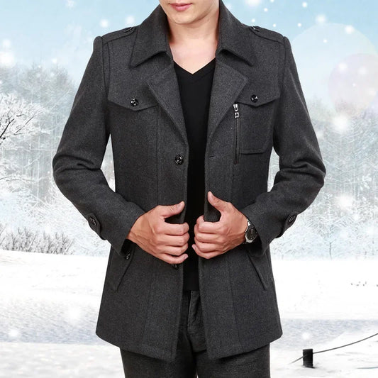 Abrigo Arthur™ de Lana Premium con Cuello Alto Interior y Cremallera
