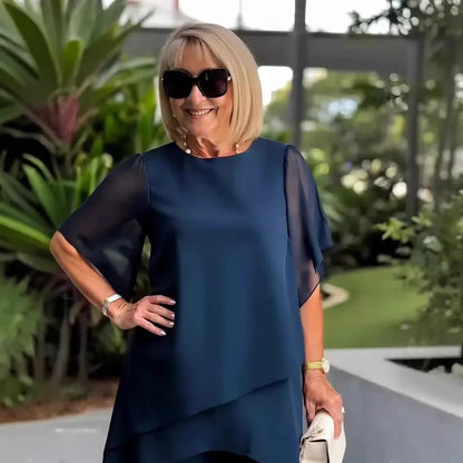 Conjunto Giorgia™ Blusa con Superposición en Capas y Pantalón Minimalista