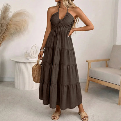 Vestido Solara Breeze™ Con Escote Halter y Falda Amplia En Capas