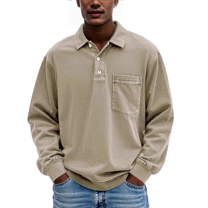Camisa Polo Renato™ con Manga Larga y Bolsillo Frontal