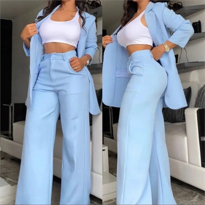 Conjunto Amalfi™ con Blazer de Sastrería, Pantalón Palazzo y Cintura Alta