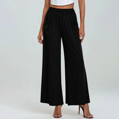 Pantalón Lissara™ De Cintura Alta Con Bolsillos Drapeados Y Corte Palazzo