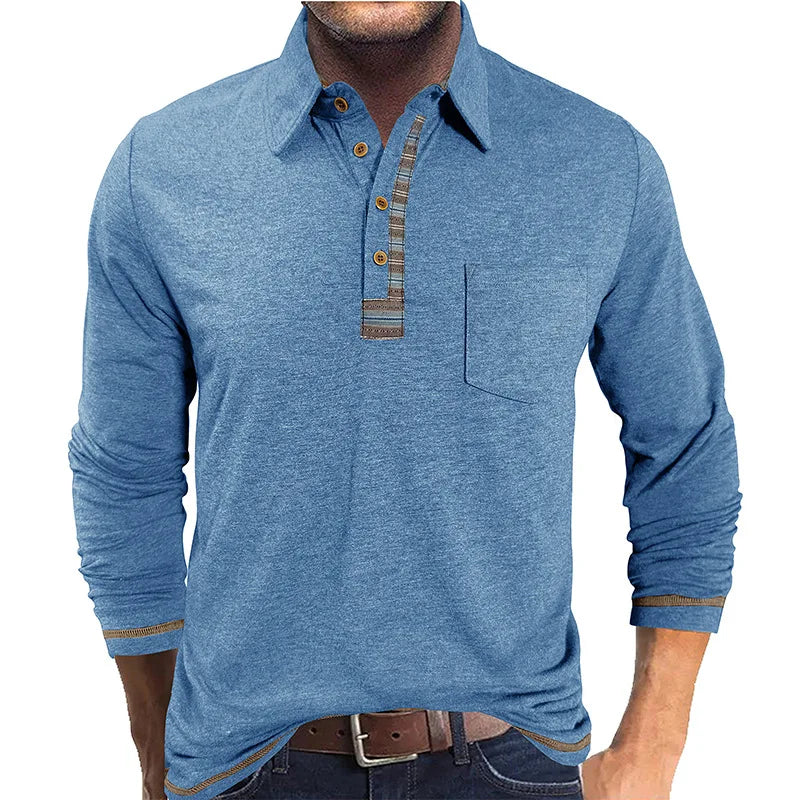 Camisa Bellford™ De Manga Larga Con Cuello Polo y Acabado Refinado