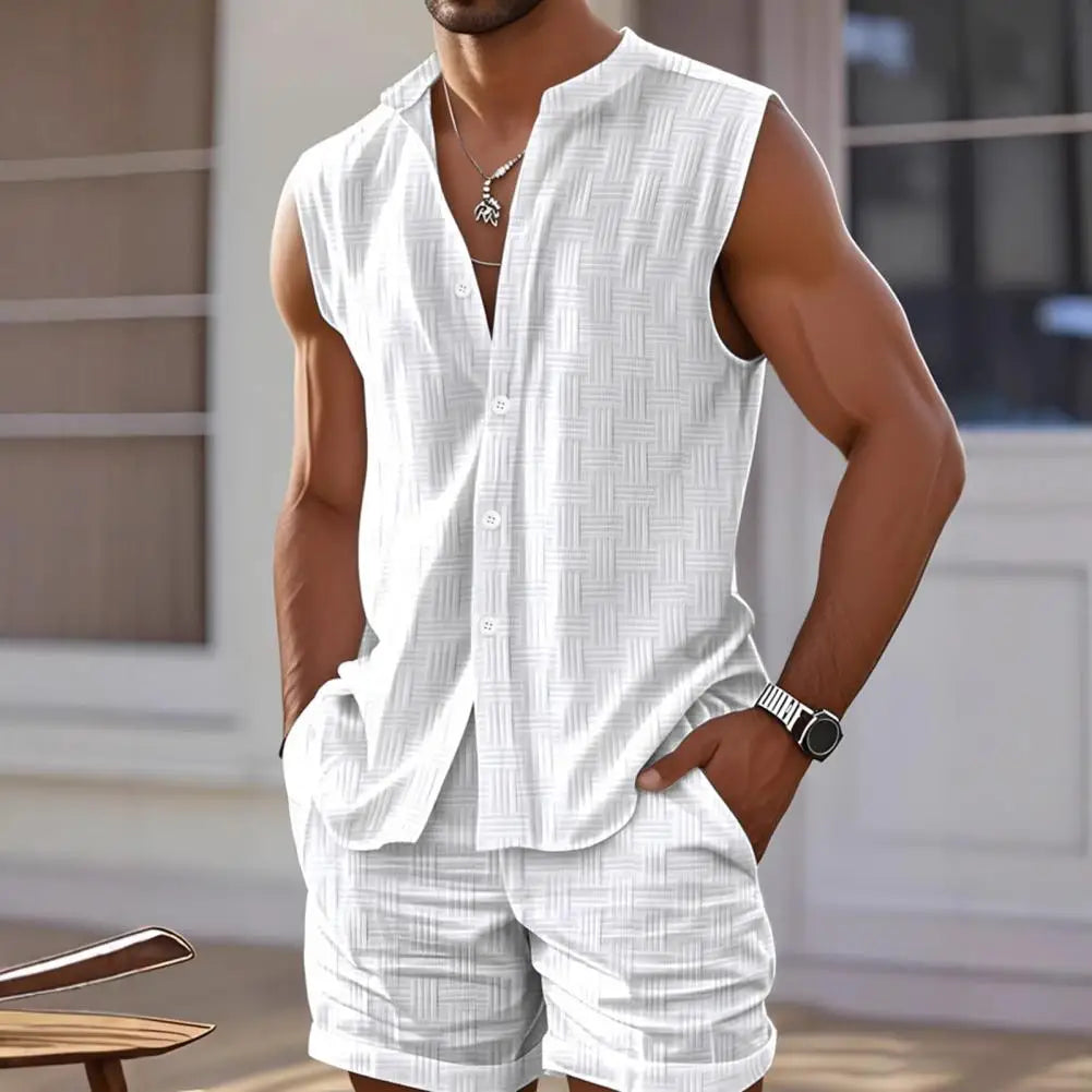 Conjunto Levano™ De Lino Y Algodón Con Camisa Sin Mangas Y Short De Caída Ligera