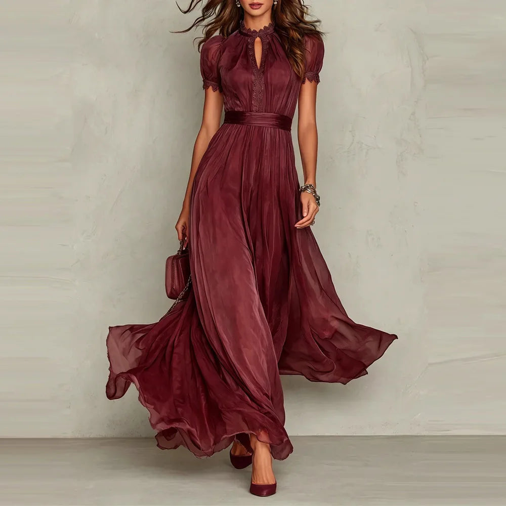 Vestido Liria™ con Caída Fluida, Cintura Definida y Mangas Abullonadas