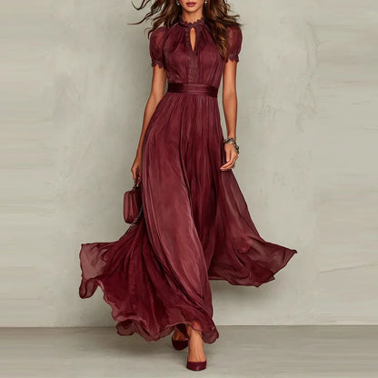 Vestido Liria™ con Caída Fluida, Cintura Definida y Mangas Abullonadas