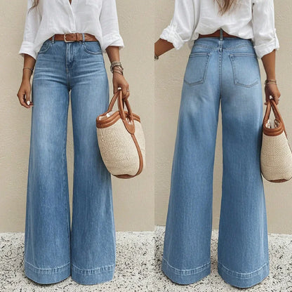Jeans Valenza™ de Cintura Alta y Corte Pantalón de Pierna Ancha