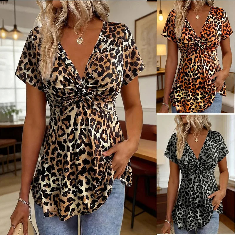 Blusa Zahara™ con Estampado Animal Print y Escote Cruzado