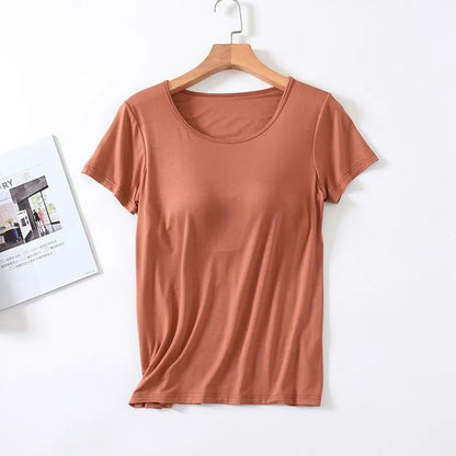 Velina™ Top with Built-In Cups, Short Sleeves and Fitted Silhouette
