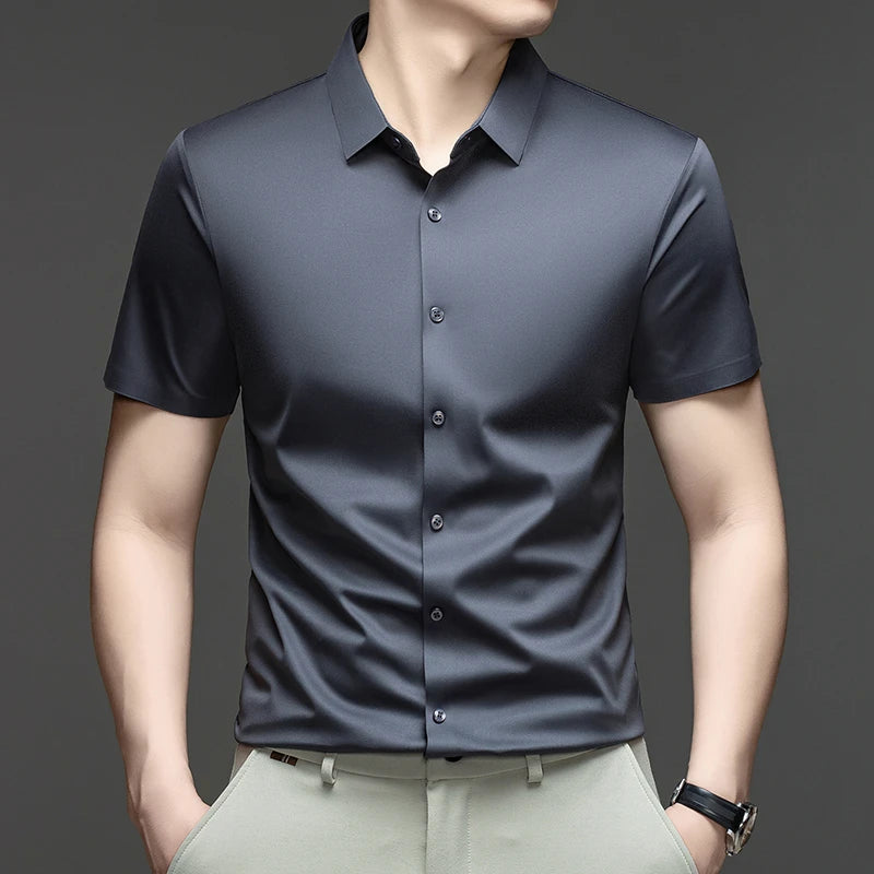 Camisa de Vestir Montero™ con Tejido Elástico de Tacto Fresco y Sedoso