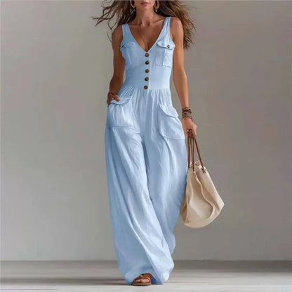 Mono Marvella™ con Escote en V y Pantalón Palazzo