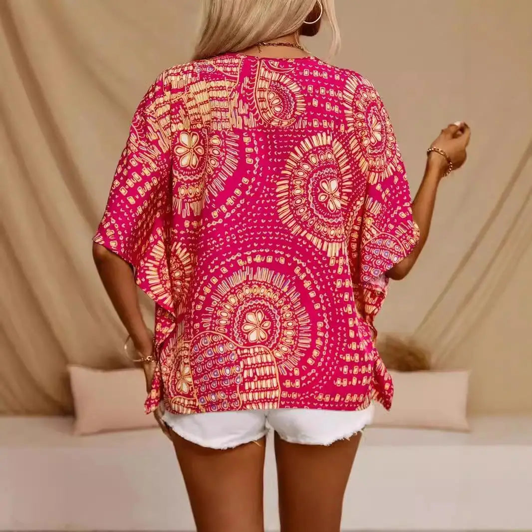 Blusa Amaltea™ con Estampado Ornamental y Caída Fluida