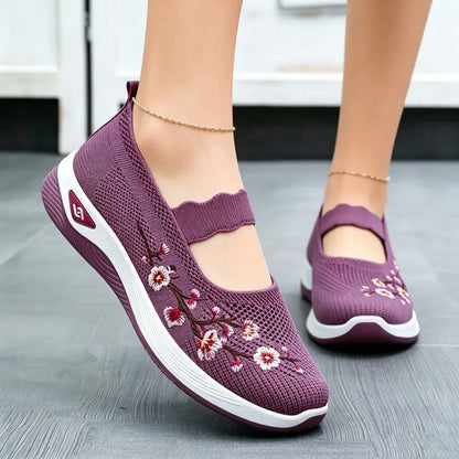 Tenis Mary Jane Rosalie™ con Tejido Transpirable y Bordados Florales