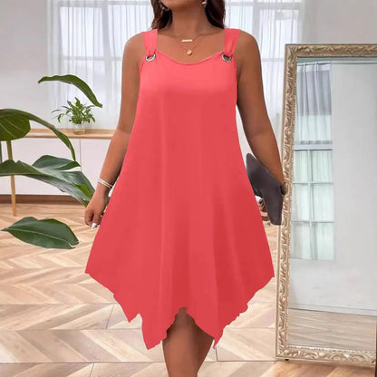 Vestido Soraya™ con Bajo Asimétrico y Tirantes con Aros Metálicos