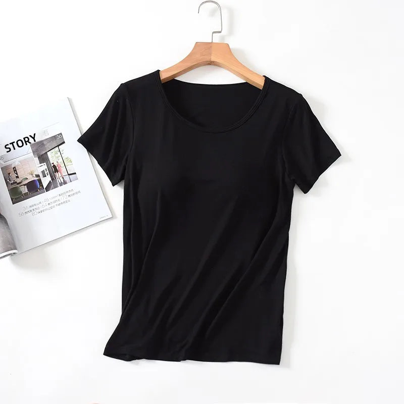 Velina™ Top with Built-In Cups, Short Sleeves and Fitted Silhouette