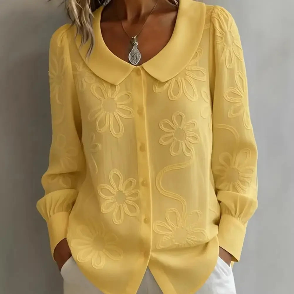 Camisa Fiorenne™ con Bordados Florales y Caída Fluida